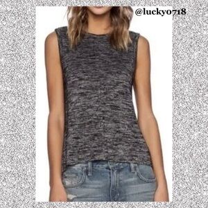 Rag & Bone EUC Hudson Mockneck Split Back Tank Top in Marbled Black-Gray Sz S